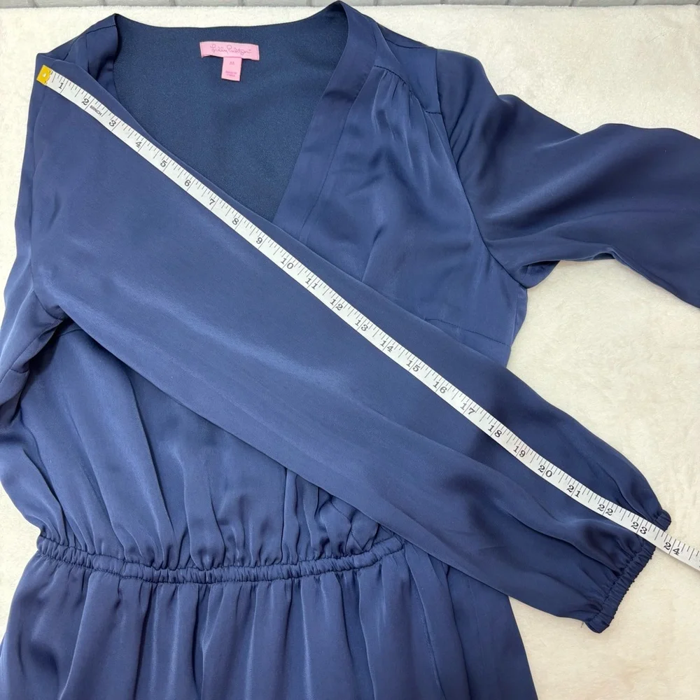 Lilly Pulitzer Deep Blue Long Sleeve Wrap Style Mini Dress Women’s‎ Size M